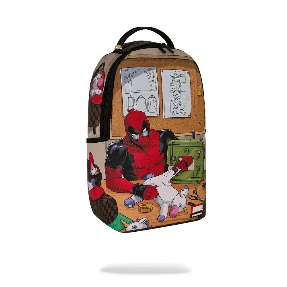 Sprayground Marvel Deadpool Special Edition Backpack Brown Checkered Designer